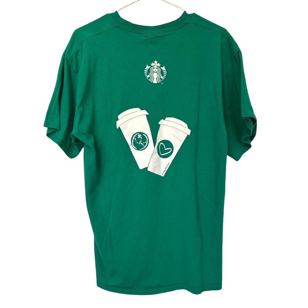 Starbucks Employee Green Large T-Shirt 'Good‎ Things Are Happening' Graphic Rare - Picture 2 of 6